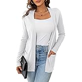 VERABENDI Womens Lightweight Open Front Long Sleeve Cardigan Sweaters for Women with Pockets S-XL