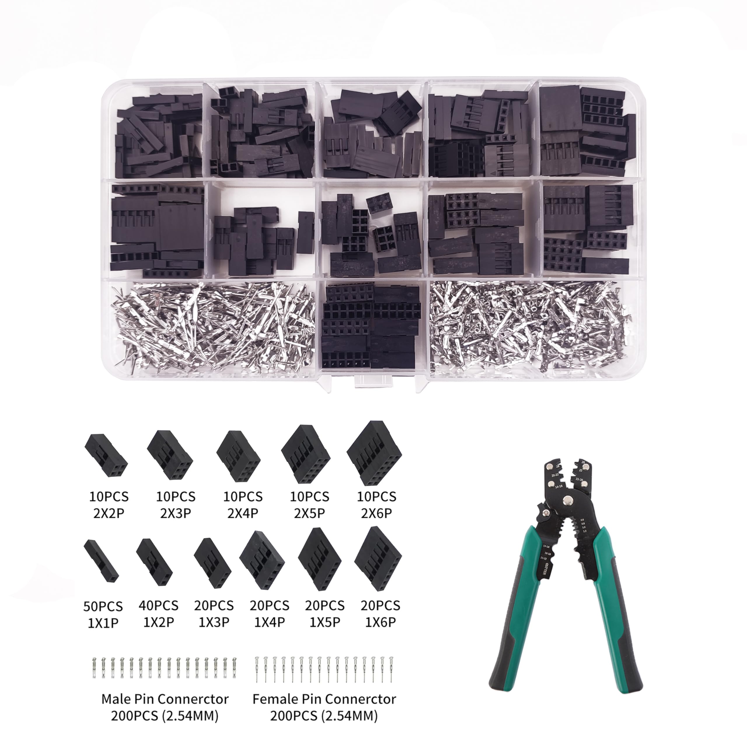 CACUINA 620Pcs Dupont Connector Kit with Crimping Pliers, Ergonomic Grip, RoHS Compliant, Model 620PDupont, Includes 620PCS Kits