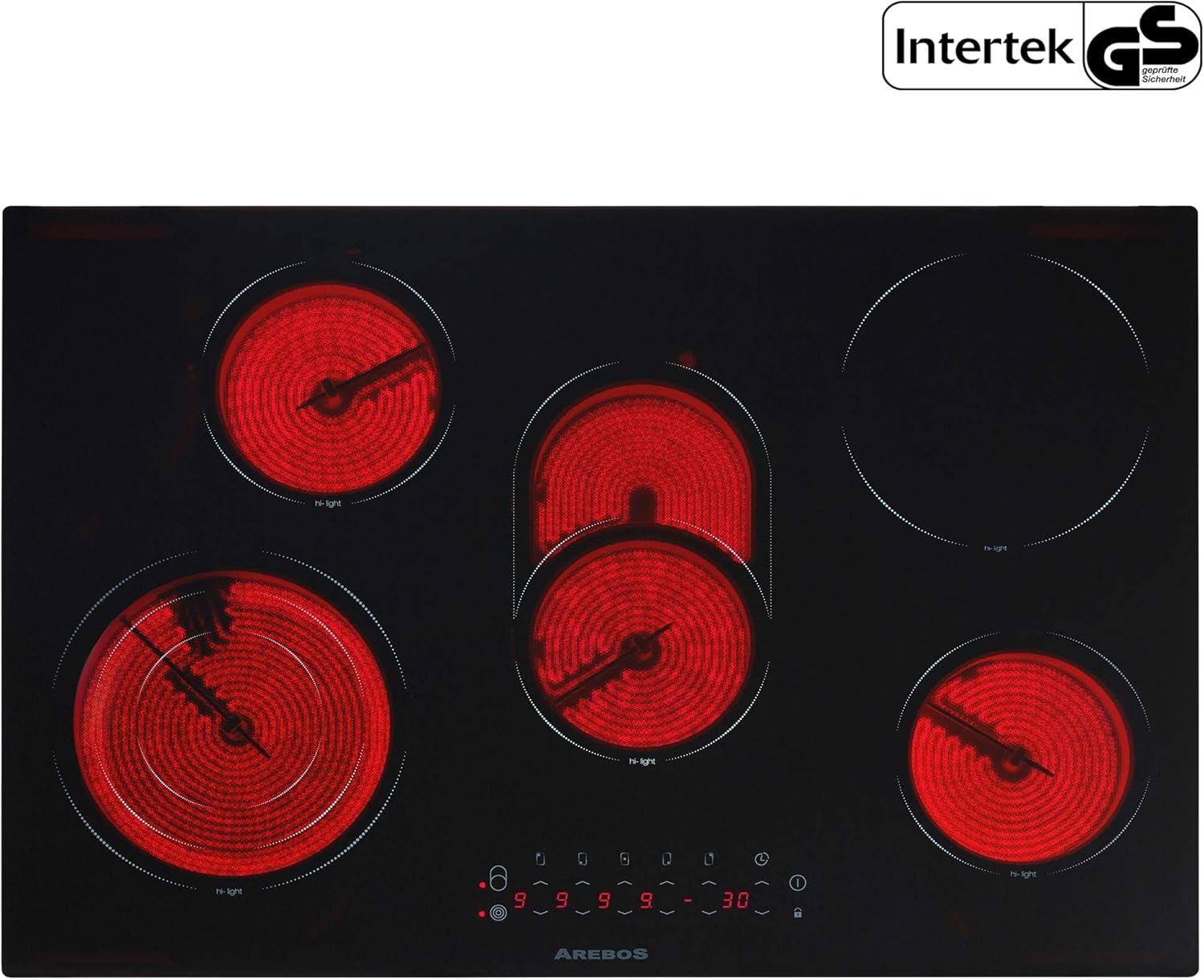 Electric Glass Ceramic Cooking Hob with 5 Hobs Amazon.co.uk Large