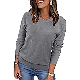 WIHOLL Women 2026 Fashion Pullover Sweater Crew Neck Long Sleeve Shirts Blouse Knit Casual Clouds Top