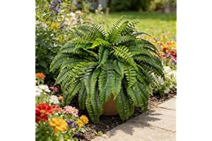 Large Artificial Boston Fern for Outdoors, 28/38/60/88 Fronds UV Resistant Fake Ferns, Realistic Faux Greenery for Porch & Ha