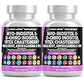 Myo-Inositol & D-Chiro Inositol 2050mg Fertility Supplement 40:1 Ratio - Prenatal Vitamins for Women with Ashwagandha Maca Root Vitex Chasteberry Iron DHA Folic Acid DIM Zinc - 2Pack