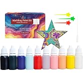 14 Pcs Water Marbling Paint Art Kit Magic Water, Turkish Marble Pattern Acrylic Pouring Floating Paint, Hydro Dipping Marble Painting Set for Wood, Clothes, Shoes, Fabric, Paper