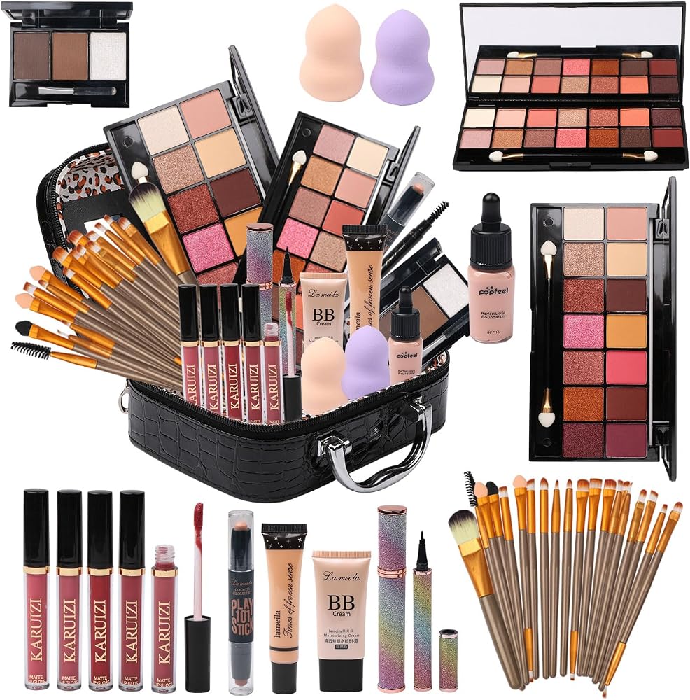 MTDXILTAI All in One Makeup Kit for Makeup storage bag 2X14 Colors Eyeshadow Palette Liquid Foundation Eyeliner Pencils Conto