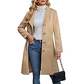 Bgylu Wool Coats for Women Long Pea Coats Single Breasted Winter Women Trench Coat Jackets