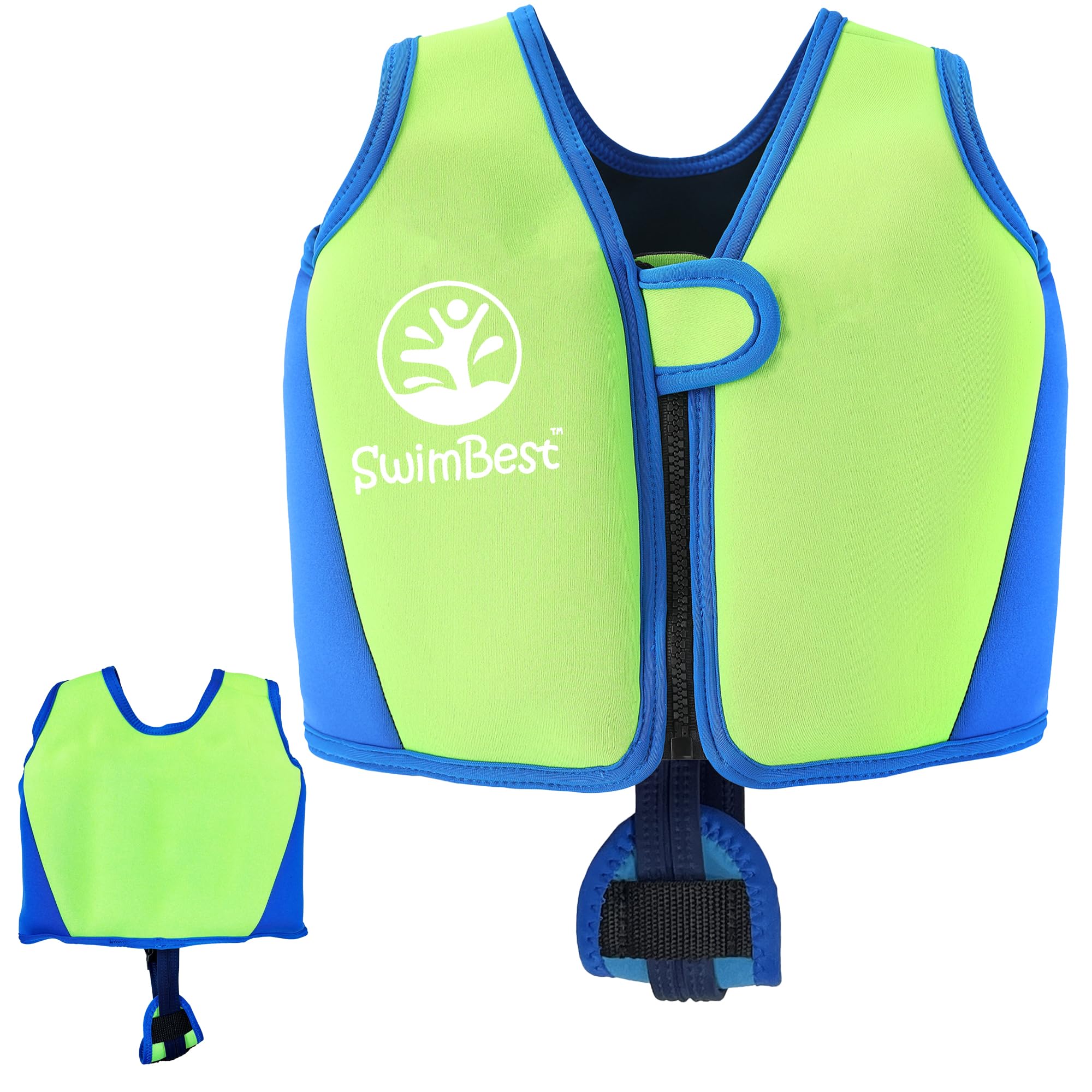 SwimBest Swim Vest - For Baby, Toddler & Kids. Adjustable Buoyancy Swim Jacket, ideal for pools/beaches/holidays & Learning to Swim (Lime/Blue, S (Up to 3 Years/Up to 19kg))