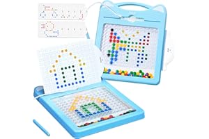 JoyCat Magnet Doodle Board, Magnetic Drawing Board with Magnetic Pen & Beads for Toddlers, Magnetic Dot Art Montessori Preschool Educational Toys, Travel Toys for Kids, 20 Patterns Included