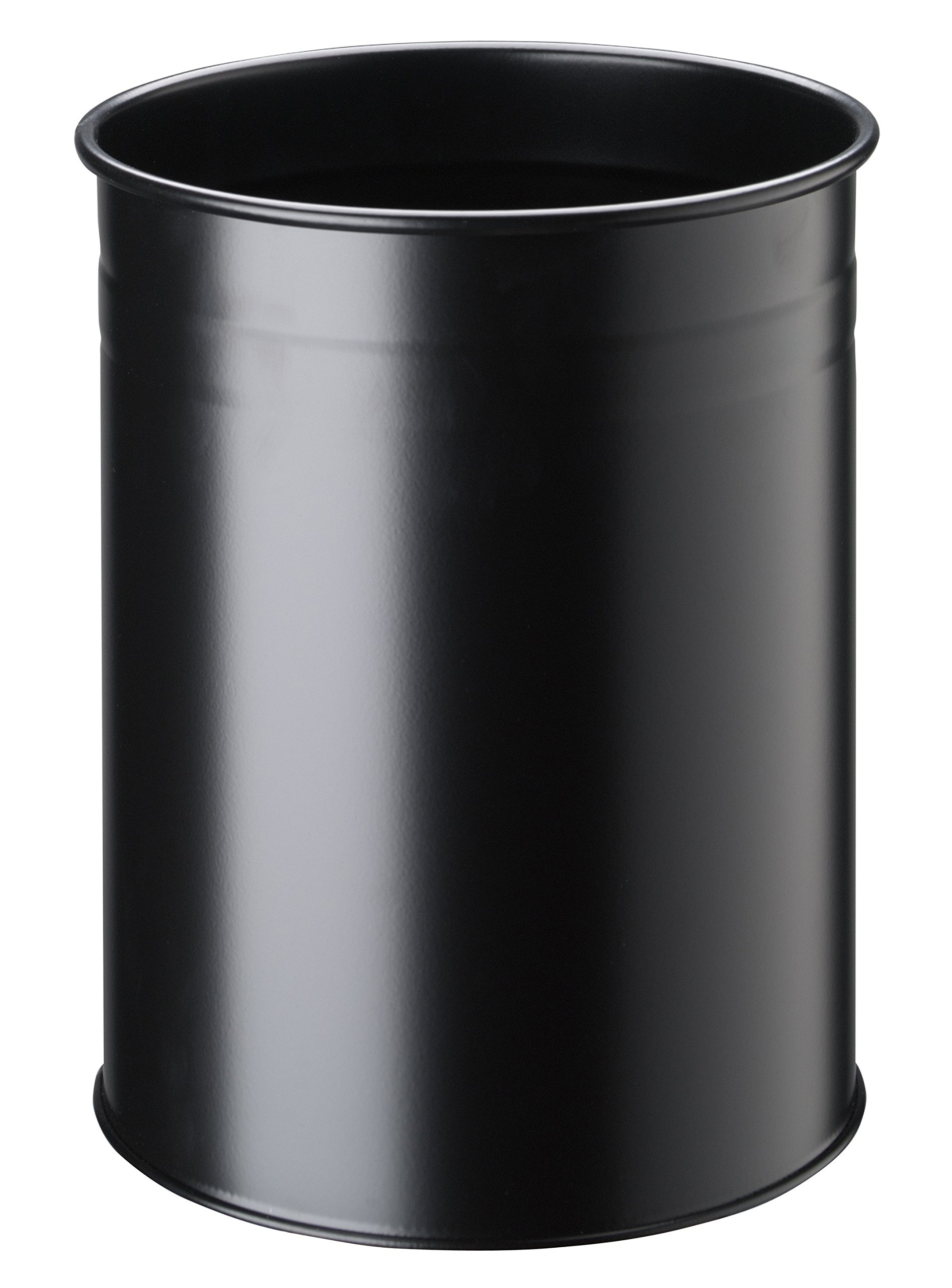 Durable 15L Metal Round Waste Basket - Black/Grey/Beige