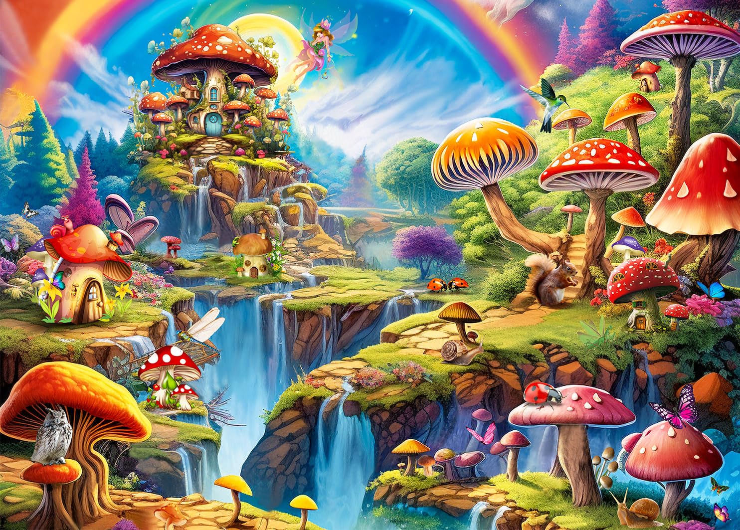 Puzzles 1000 Pieces for Adults jigsaw puzzles for adults 1000 Piece Puzzle Educational Games-Colourful Mushrooms-Home Decoration Puzzle — image 1