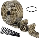 ilauke Titanium Exhaust Wrap Tape 5Mx5CM with 10 Ties Heat Shield Roll