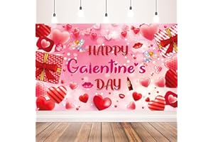 AUSHENKE Galentines Day Decorations Happy Galentines Day Banner Backdrop for Galentines Day Party Decorations, 71 x 43 Inch