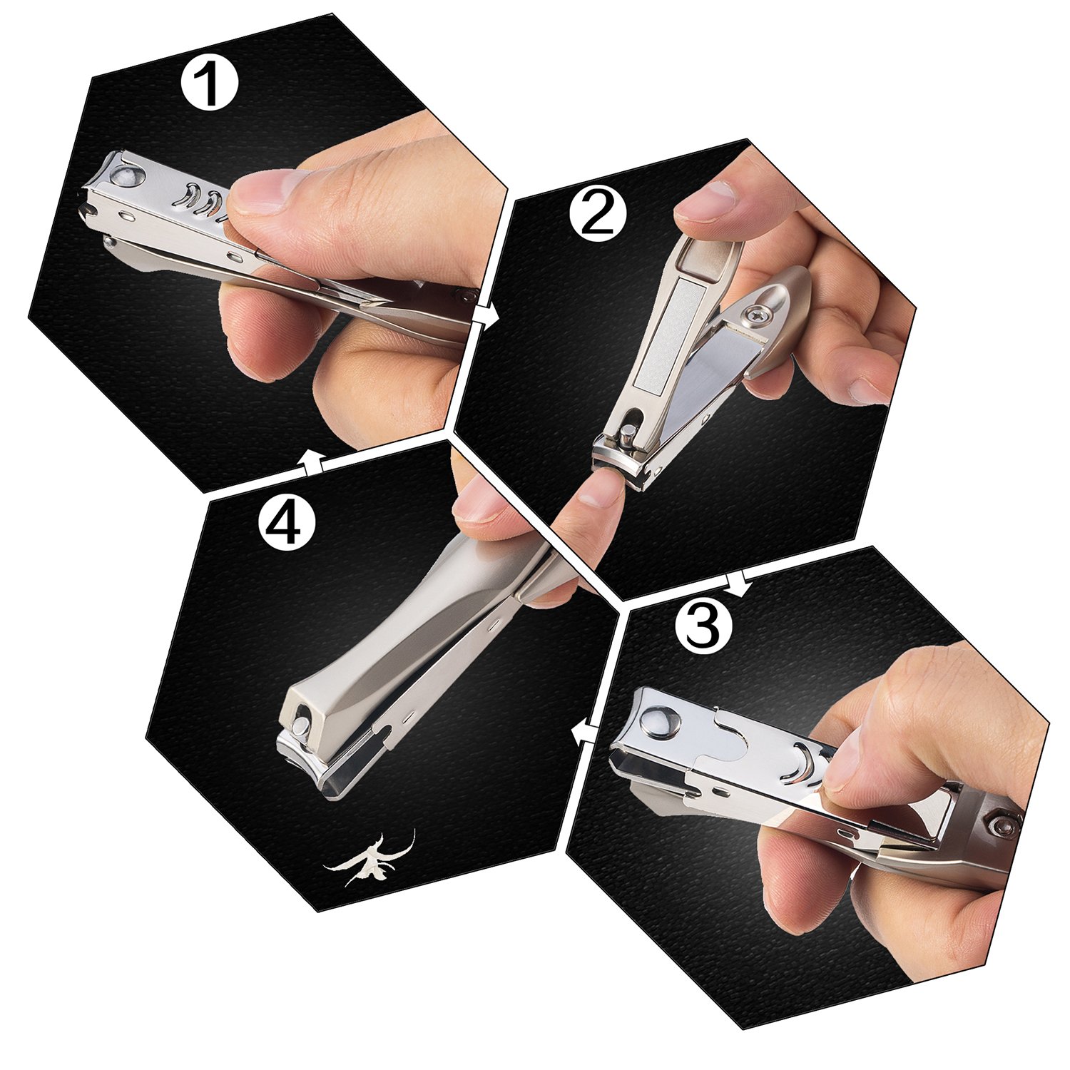 ABC life Nail Clippers with Catcher,Very Sharp Sweet Cleaning Cloth Deluxe Sturdy Stainless Steel Fit Fingernail and Toenail, Suitable to Men,women,baby and Thick Nails (Big&Small)