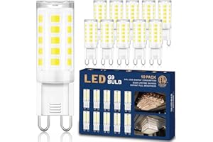 winshine 10 Pack G9 LED Bulb Bi Pin Base, 6000K Daylight 4W (40W Halogen Equivalent) T4 G9 Base Llight Bulbs for Chandeliers, 360° Beam Angle, 400LM, Non-dimmable for Home Lighting