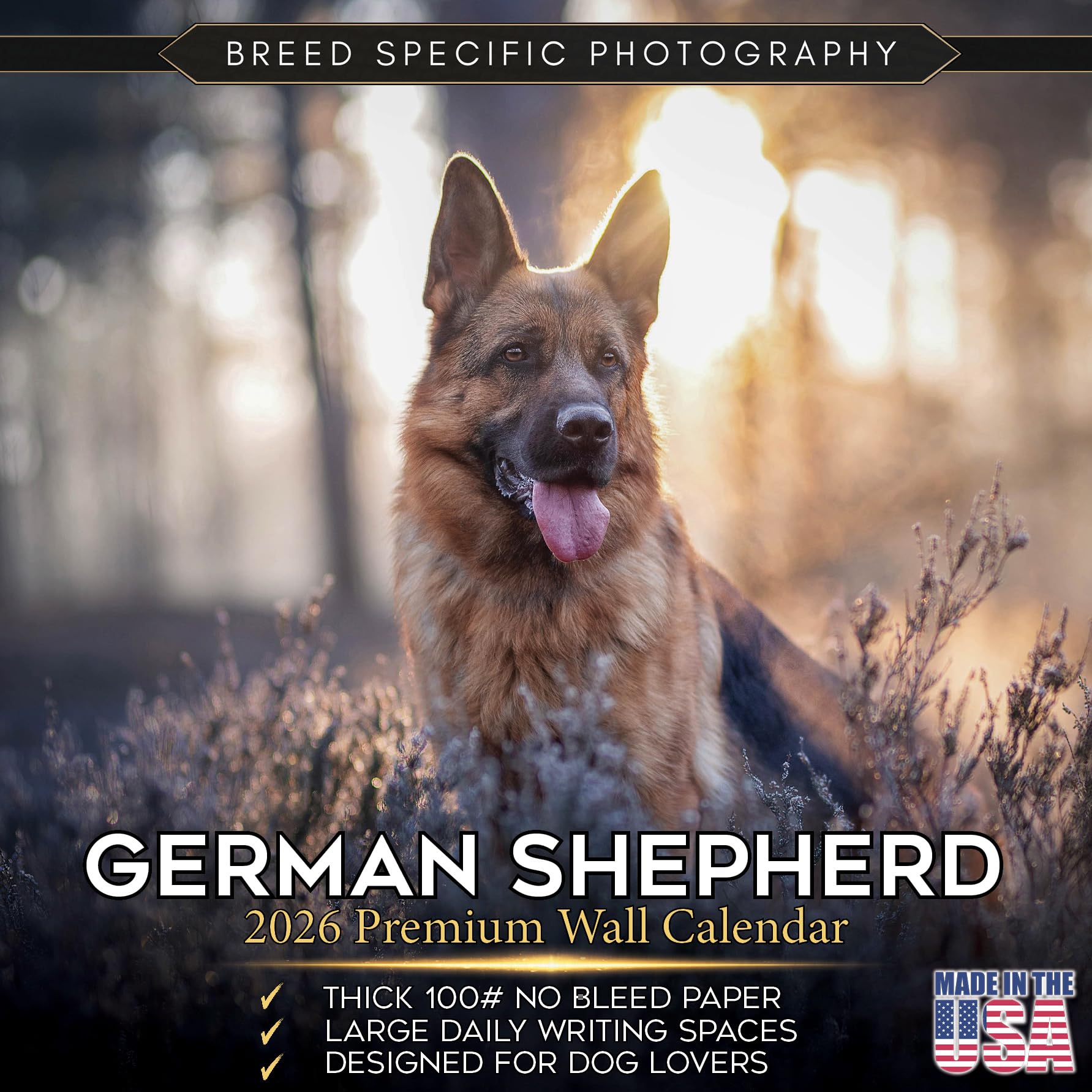 German Shepherd Calendar 2026 – 16-Month Dog Breed Wall Calendar by MegaCalendars – Large Daily Blocks, Thick No-Bleed Paper, Made in USA