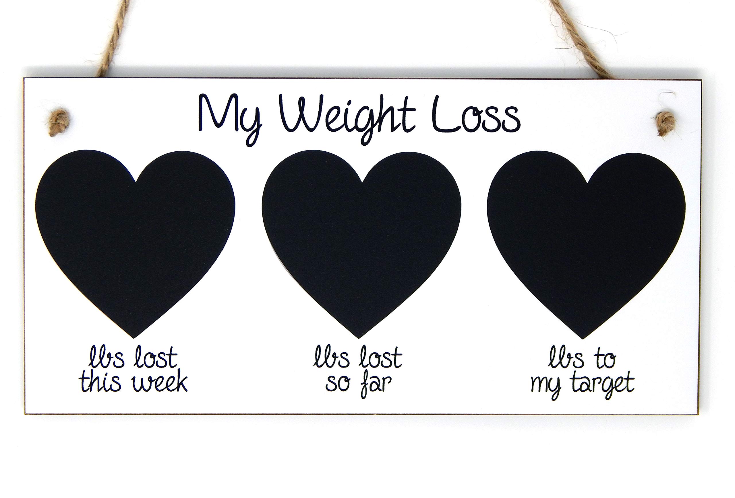 Weight Loss Countdown Chalkboard Plaque - Diet Count Down Slimming Chalk Board Hearts Sign