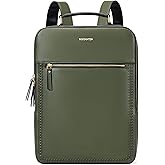 BOSTANTEN Leather Backpack 15.6 inch Laptop Bag Travel Casual Computer Backpack College Business Work Shoulder Bags with Trolley Sleeve for Women Men Olive Green