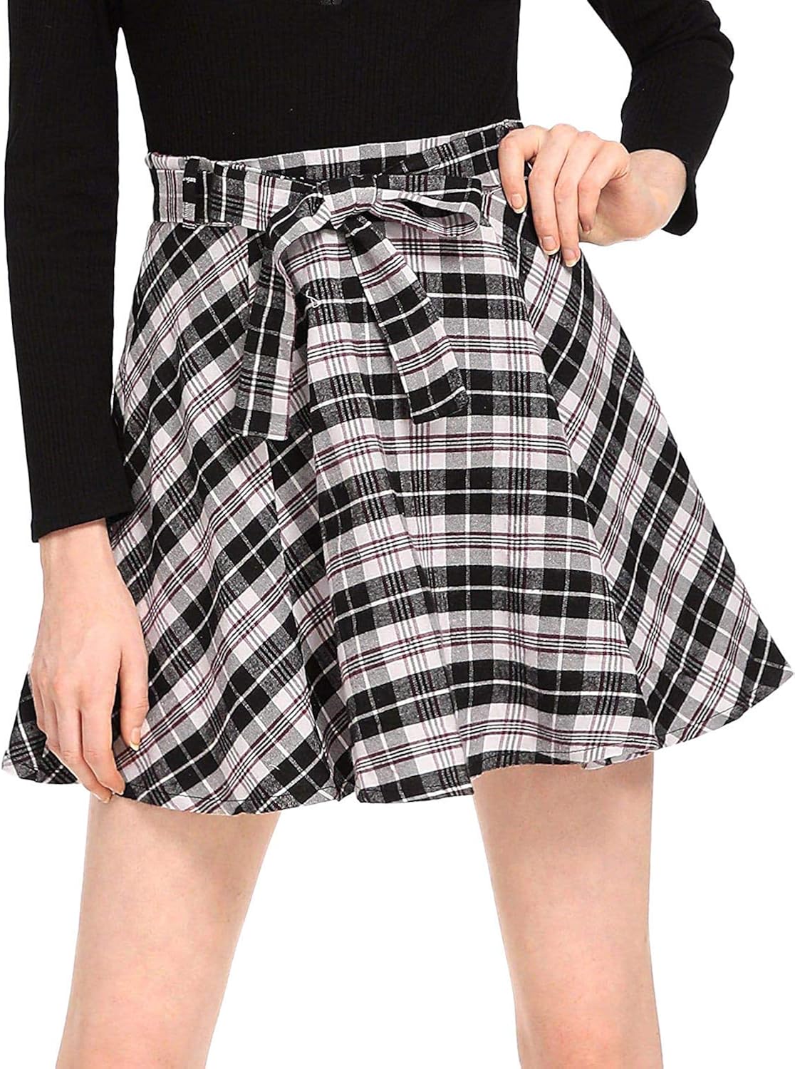 Milumia Women Plaid Casual Cheerleader Mini Pleated A Line High Waisted Skater Skirts at  Women’s Clothing store