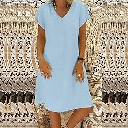 Daily Deals Women's Summer Cotton Linen Dress Loose
