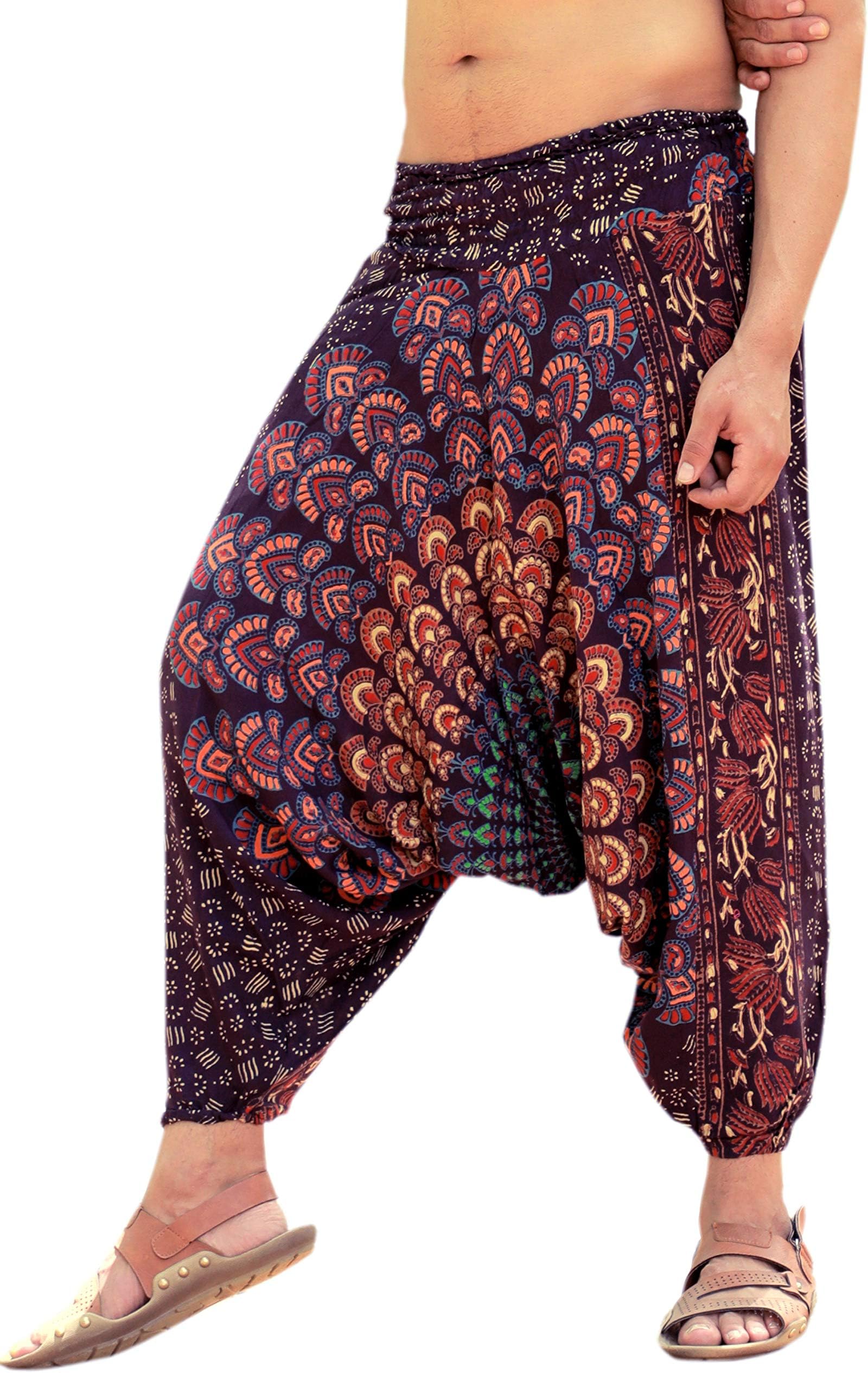 Sarjana HandicraftsMens Womens Rayon Mandala Harem Pants Yoga Drop Crotch Trouser