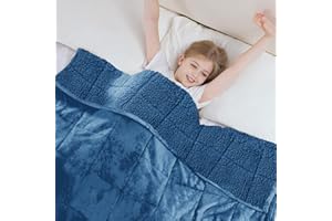 Aemicion Weighted Blanket for Adults (10lbs,48"x72",Slate Blue on Both Sides) Sherpa Fleece Heavy Blanket for Sleeping Perfect for 80-110lbs,Machine Washable