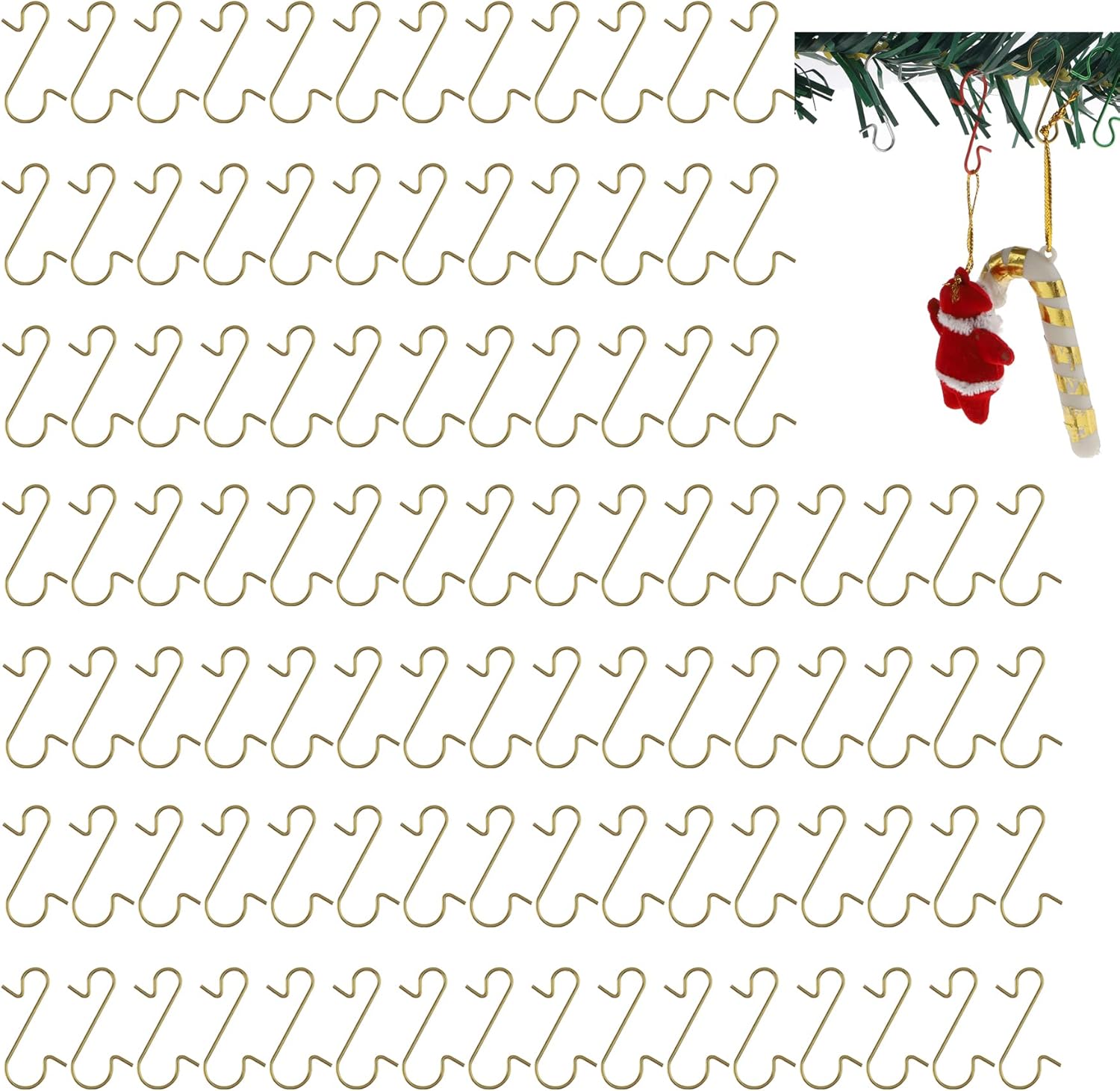 Ornament Hooks - Meiwlong 100pcs Christmas Ornament Hooks Reusable Metal S Shaped Mini Home Xmas Tree Decoration Ganchos Outdoor Holiday Party Accessories Hangers