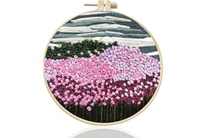 Maydear Embroidery Kit for Beginners Adults with Flower Pattern, Cross Stitch Kits, French Stamped Embroidery Starter Kit Including Embroidery Hoop, Color Threads and Embroidery Scissors