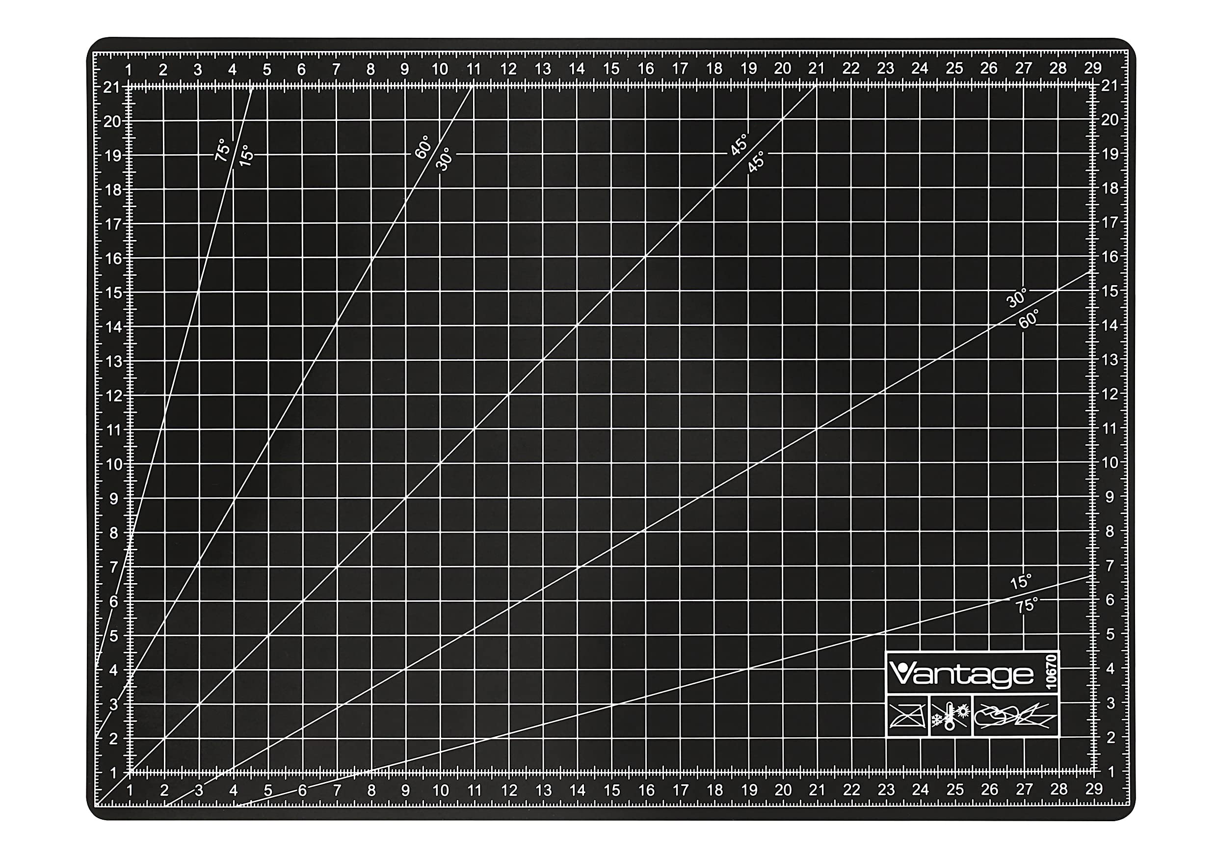 Vantage Self Healing Double-Sided Cutting Mat with Grid a4 Black