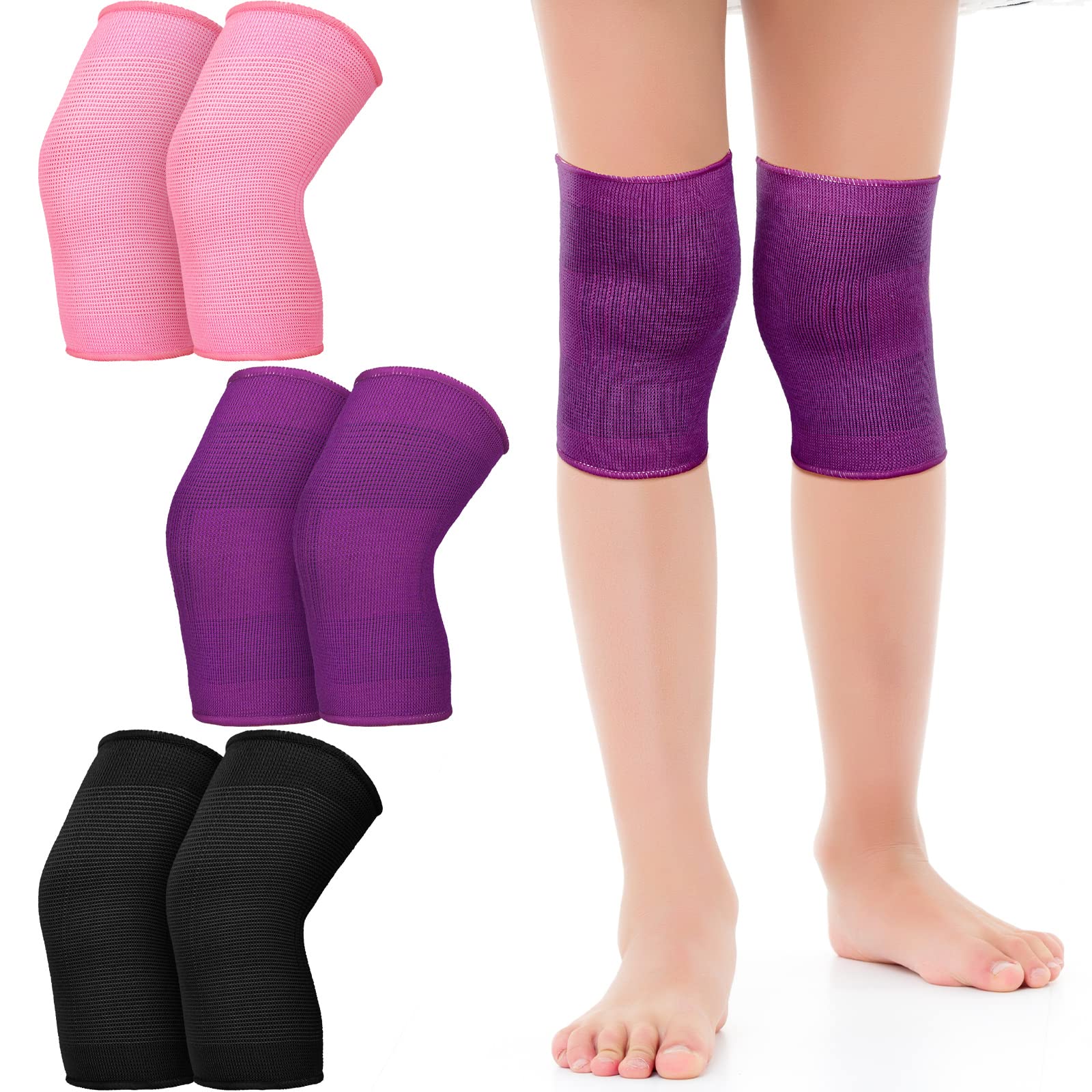 Photo 1 of Hungdao 3 Pairs Kids Knee Brace Breathable Flexible Elastic Knee Sleeves for Kids Girls Volleyball Basketball Dance Skating(Small)
