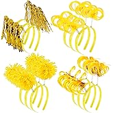 COCIDE 12Pcs Pom Pom Headbands Party Headbands Tinsel Wrapped Ponytails Headbopper Headwear for Birthday Festival
