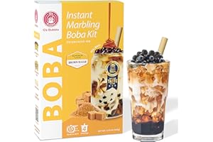 O's Bubble Instant Boba Kit | Marbling Boba Tea Kit | Bubble Tea Tapioca pearls | Marbling Syrup | Non-Dairy | Shelf Stable | Vegan | Gluten-Free | Brown Sugar (Pack of 4)