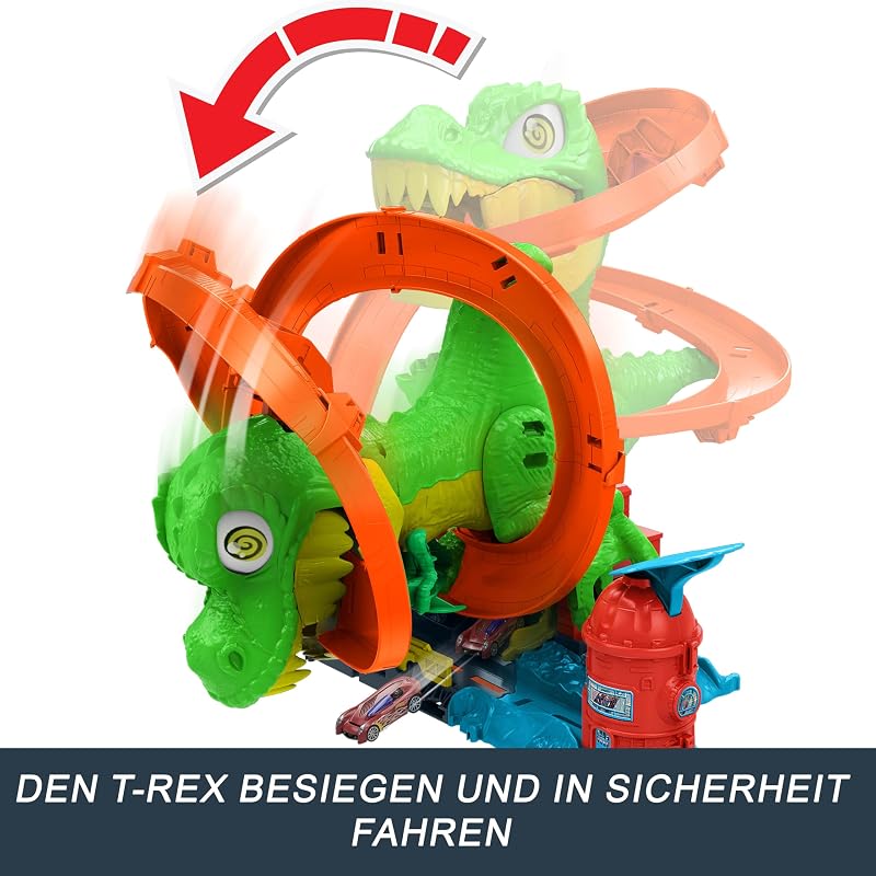 City T-Rex Flammenkampf und 1:64 Druckguss-Auto