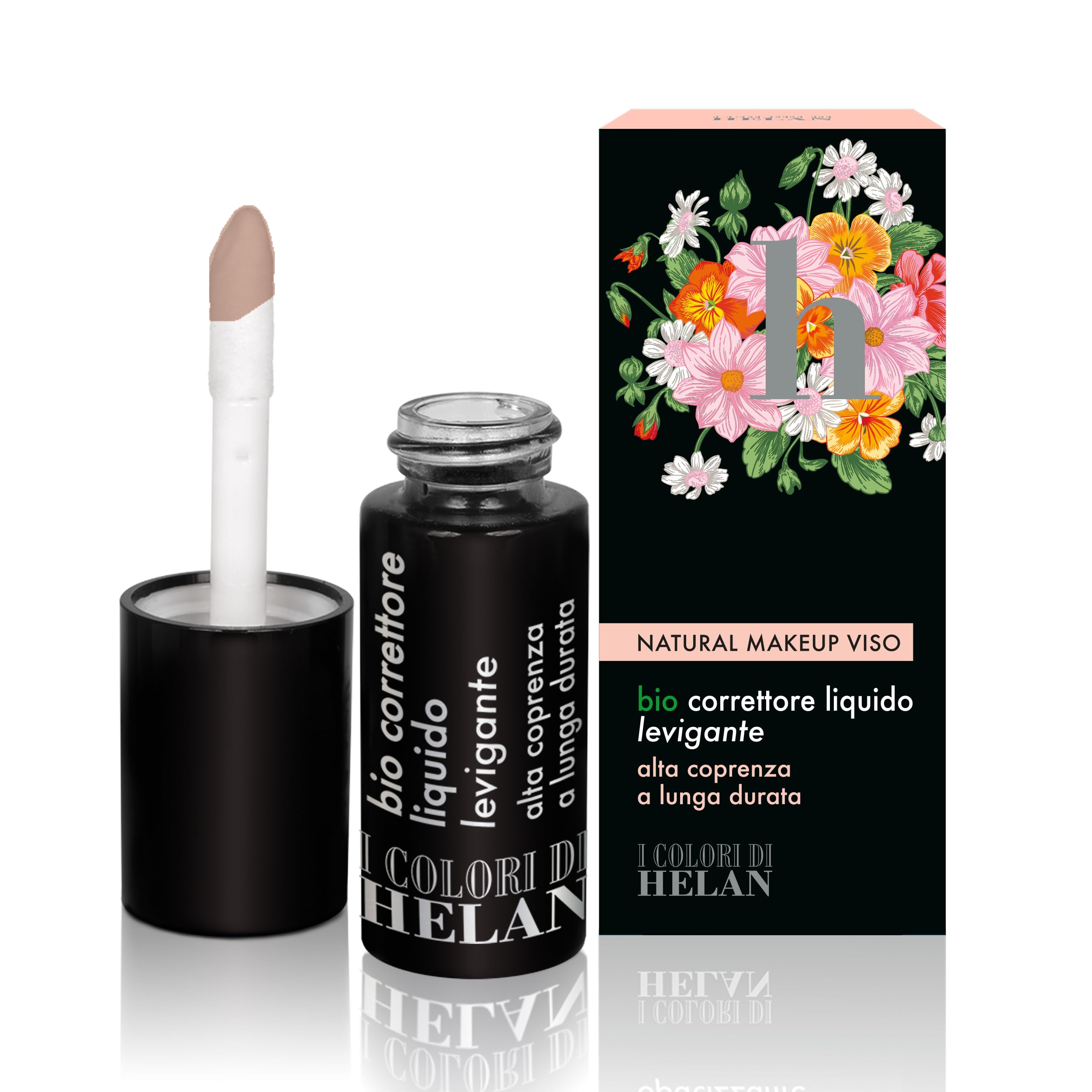 Helan I Colori di Helan - Bio Eye and Face Concealer Liquid Light Effect Professional Opaque Foundation, Make Up with Vitamin E Shea Butter Jojoba Oil, Long Lasting Make Up 9ml