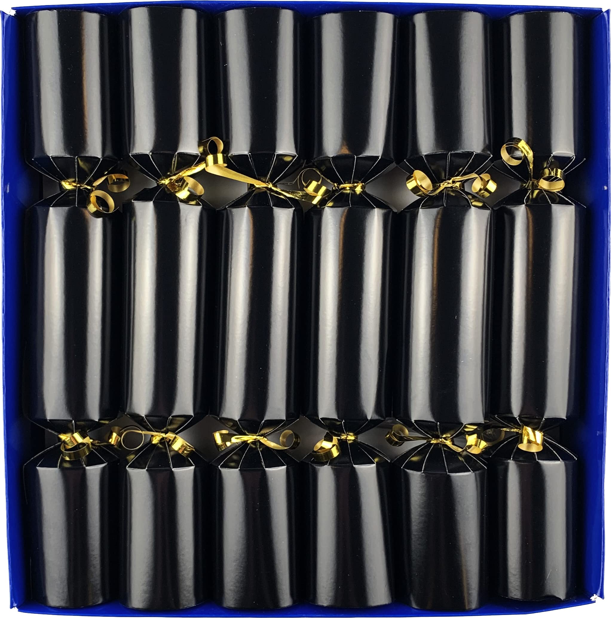 Crackers Ltd Fill Your Own Christmas Box of 12 Black with Gold Trim and Tags