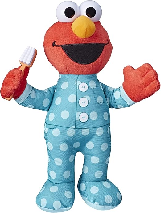 Amazon Com Sesame Street Brushy Brush Elmo 12 Inch Plush Sings The Brushy Brush Song Toy For Kids Ages 18 Months And Up Toys Games