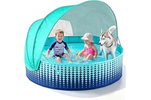 Jasonwell Kiddie Baby Pool with Canopy - Foldable Infant Toddler Kids Pool with Shade Baby Beach Essentials Tent Swimming Wad