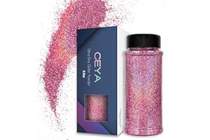 Ceya 3.5oz/ 100g Holographic Ultra Fine Glitter Powder Laser Violet Glitter 1/128”0.008”0.2mm for Slime Epoxy Resin Craft Tumbler Jewelry Nail Art Festival Makeup Scrapbook Painting Wedding Cards