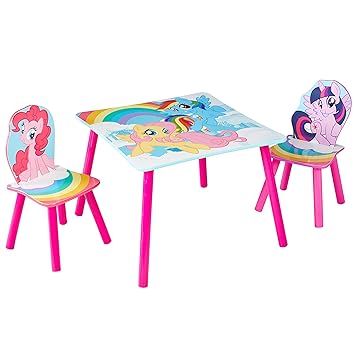 Hellohome My Little Pony Table And 2 Chairs Set Wood Pink