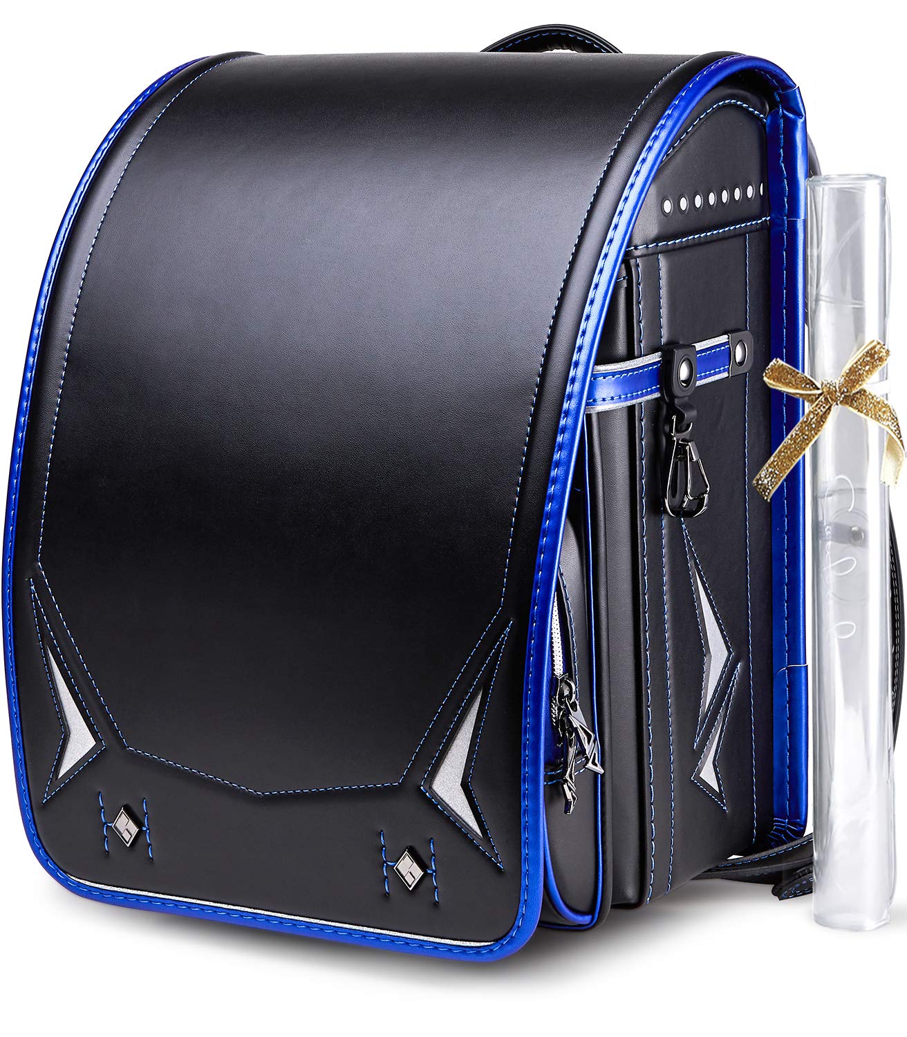 [Coulomb] ライトニングモデル高級人気ランドセル男の子/小学生通学カバン/かっこいいライトニング模様/自動ロック/傷つき難い材質人工皮革採用/A4フラットファイル対応/軽量大容量防水加工/６年間品質保証/3色展開 (ブラック+ブルー)商品画像