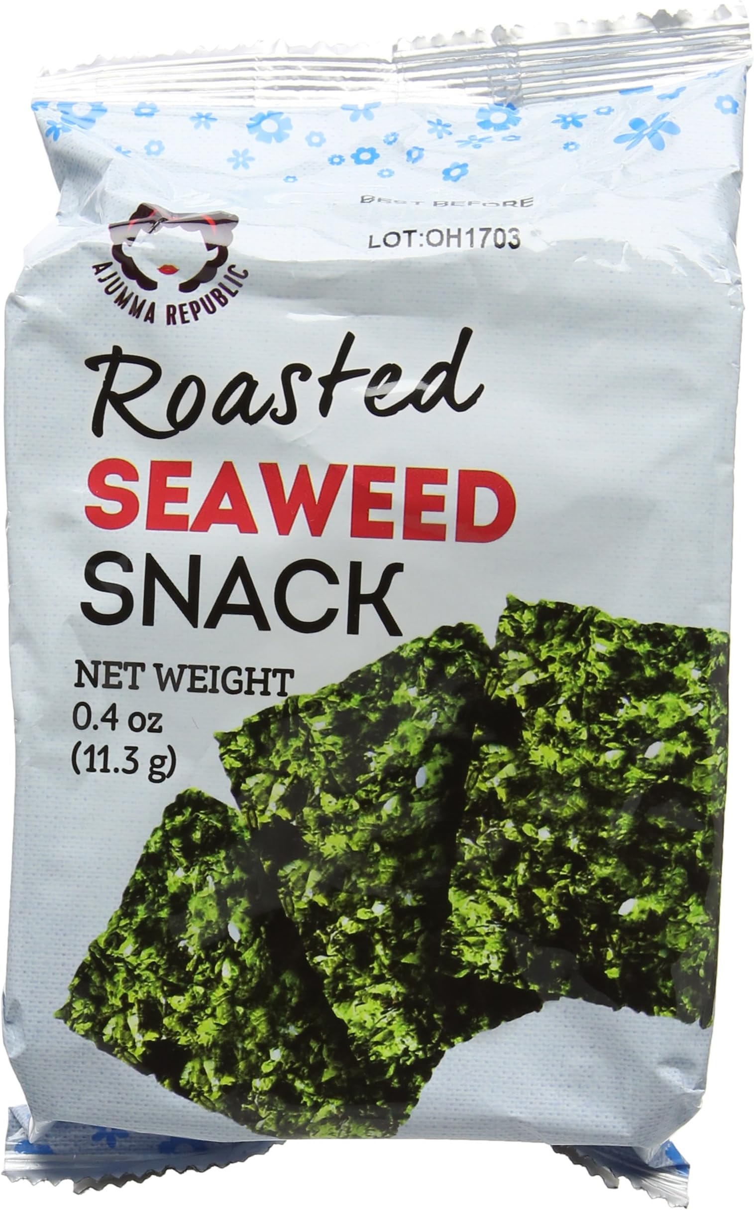 Ajumma Republic Original Flavour Roasted Seaweed Snack 11.3 g (Pack of 6)