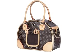 Adriene's Choice Luxury Pet Carrier Puppy Small Dog Carrier Cat Carrier Bag Waterproof Premium PU Leather Carrying Handbag fo
