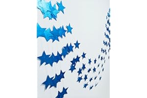 SKOYE 3-Pack,Blue Star Garland, Blue Christmas Galaxy Banner, Twinkle Twinkle Little Star Garland Christmas Garland, Christmas Decor, Blue Baby Shower (4 inch in Diameter,13 Feet)