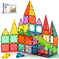 Magnetic Tiles, 135PCS Magnetic Building Blocks with 2 Cars, Large Magnet Building Set,STEM Sensory Educational Toys Gift for