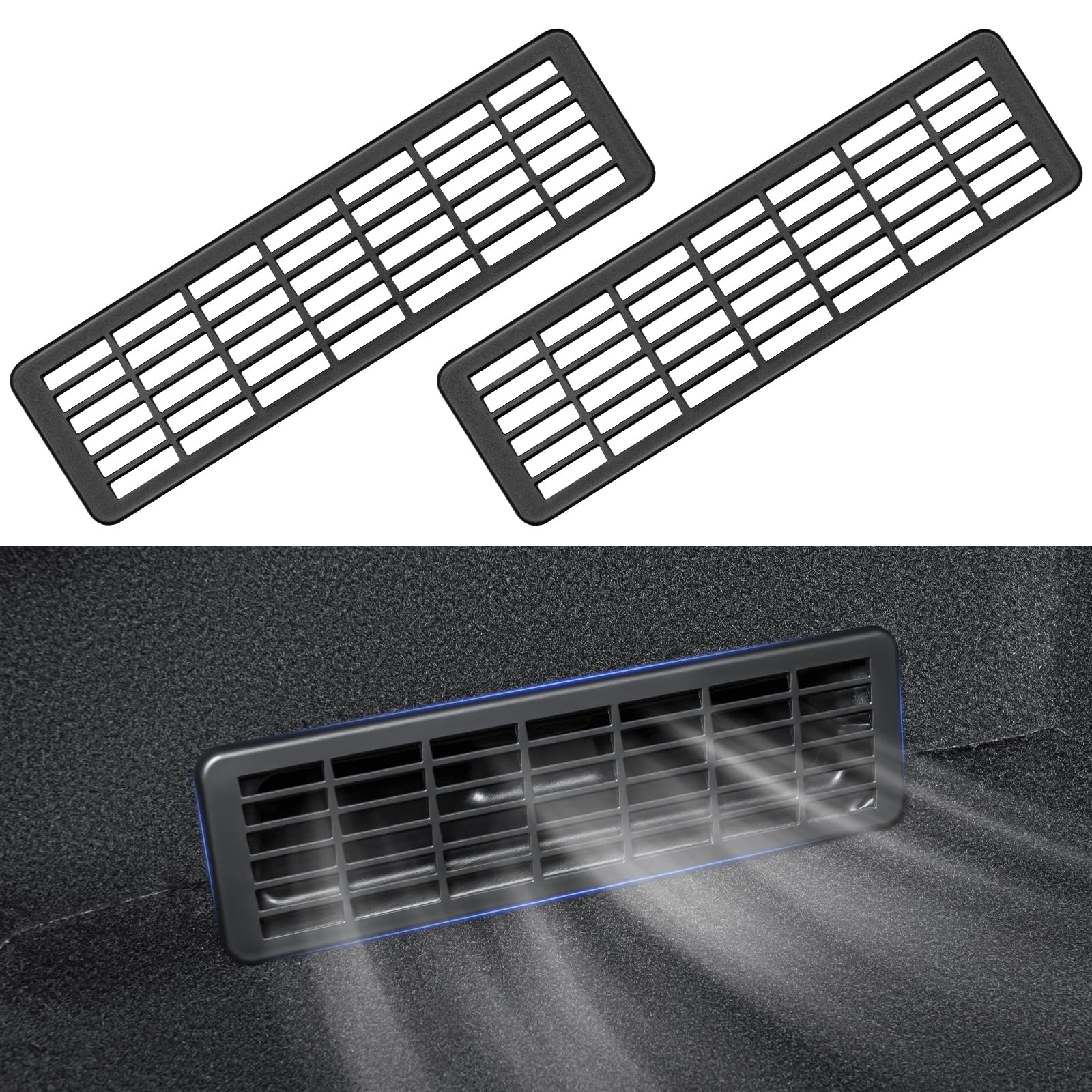Photo 1 of KUNIST 2PCS New Model Y Juniper Backseat Floor Air Vent Cover Air Flow Vent Grille Protection Rear Under Seat Air Condition Outlet Grille Protector for 2025-2026 Tesla Model Y Juniper Accessories