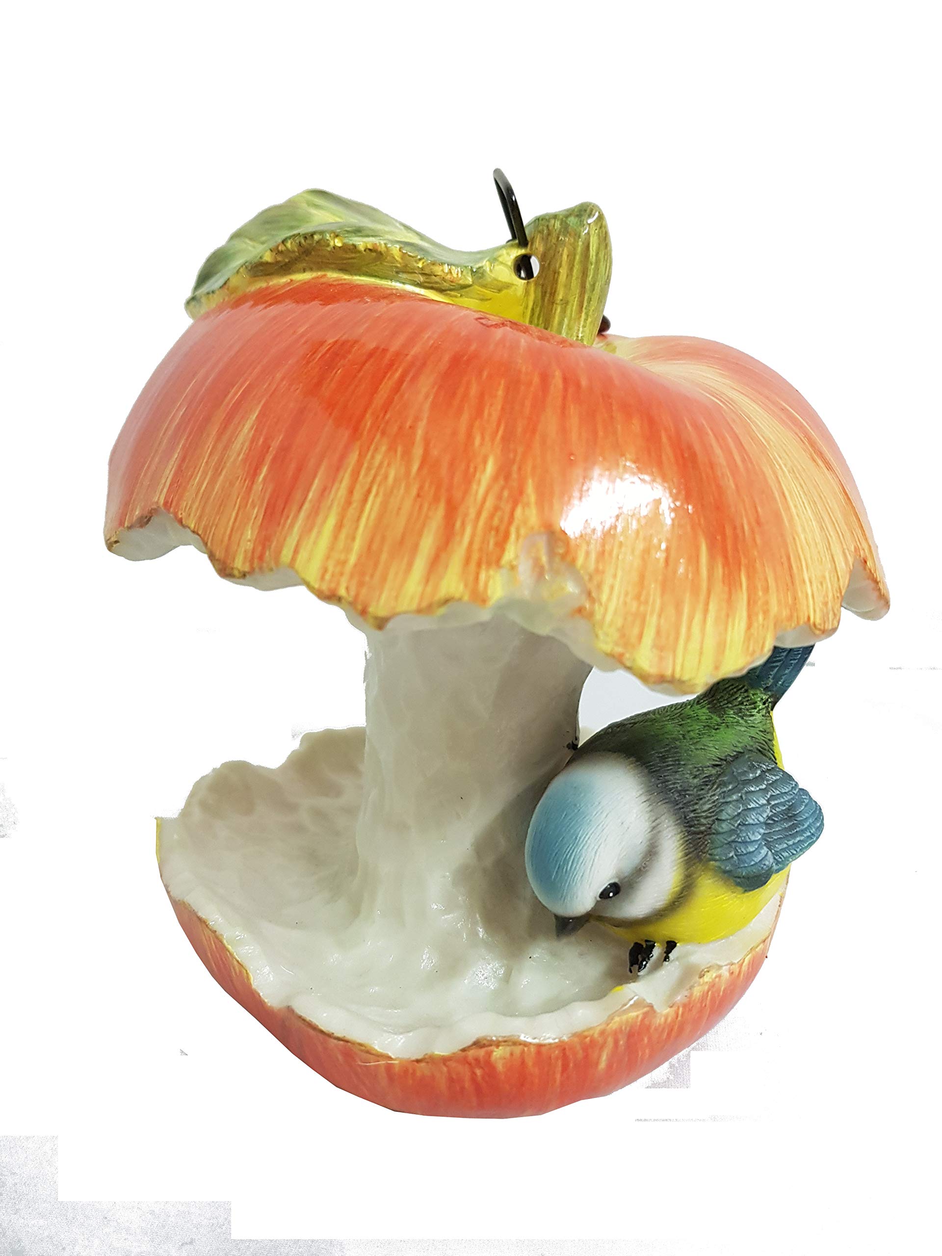 Vivid Arts - Hanging Resin Ornament Red Apple Core Feeder with Blue Tit (XBC-AF01-F)
