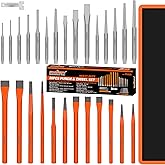HORUSDY 28-Piece Heavy Duty Punch and Chisel Set, Including Taper, Cold Chisels, Pin, Center Punch