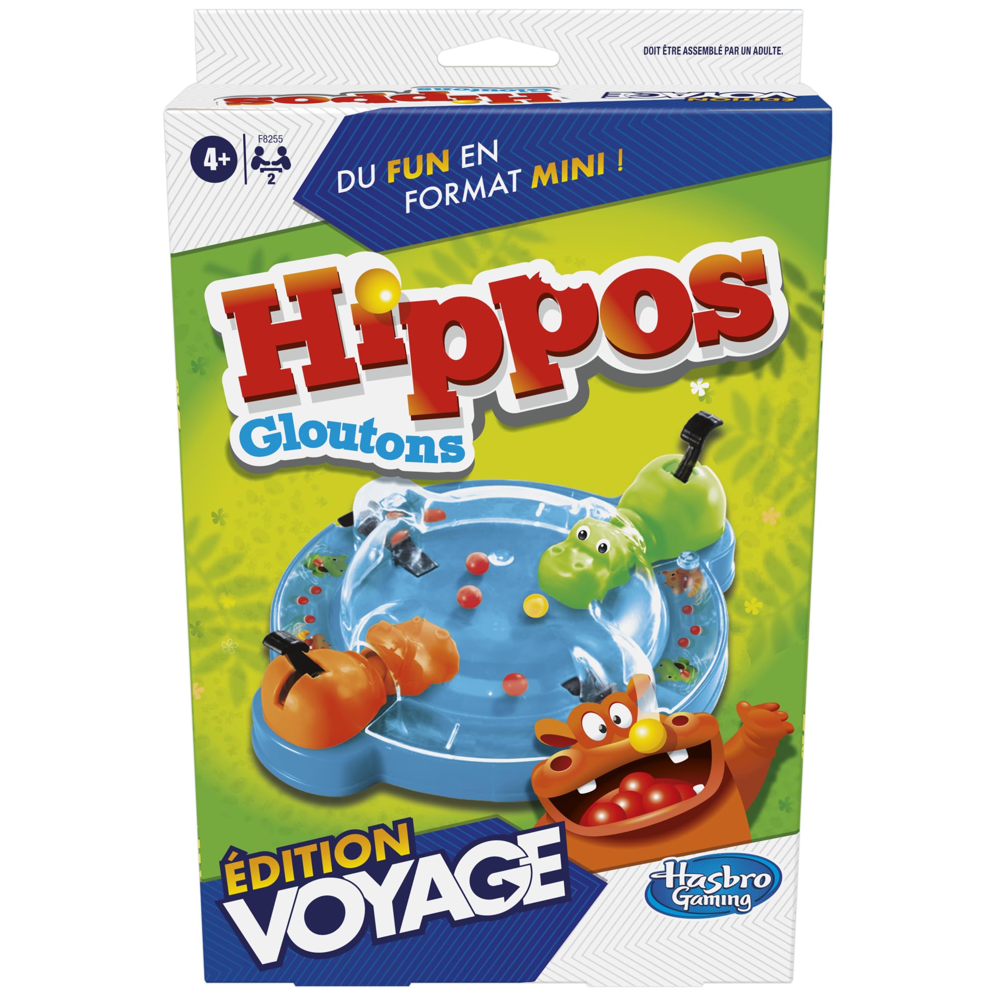 Hasbro Gaming Hippos Gloutons Travel Edition Game, Portable Game for 2 Players, Travel Games for Kids, Includes 2 Hippos, Perfect for Summer