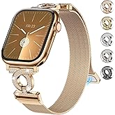 wutwuk Slim Stainless Steel Mesh Band Compatible with Apple Watch Bands 41mm 40mm 38mm 42mm Glitter Magnetic Milanese Loop Bracelet Women for iWatch 11/10/9/8/7/6/5/4/3/2/1/SE-Rose Gold
