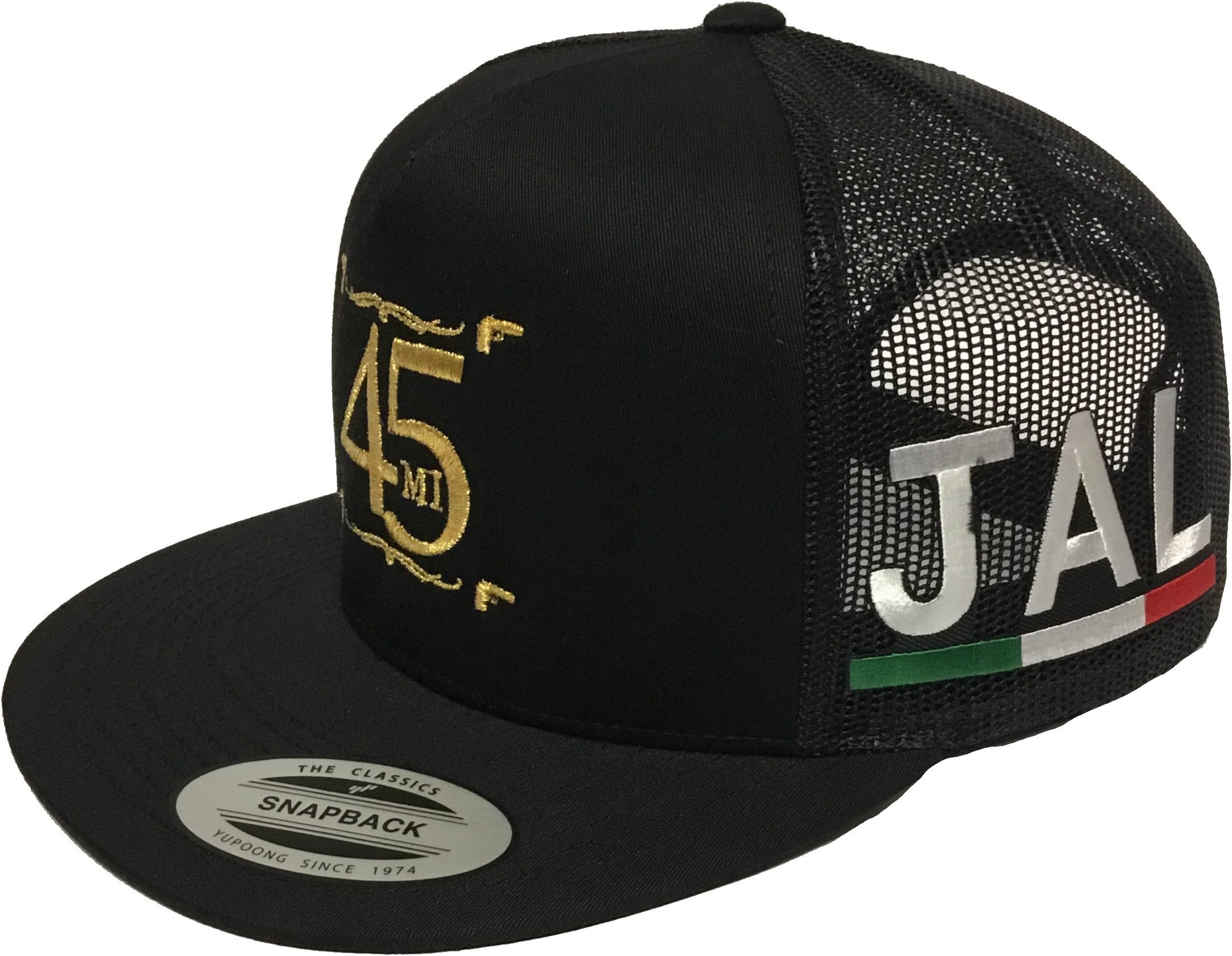 El Fantasma Y Su 45 De Jalisco Hat Black Mesh Snapback 2 Logos