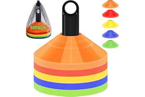 CasaCulina Soccer Training Cones, Agility Disc Sports Cones with Carry Bag and Holder, Plastic Football Cones for Drills, Sports Training, Basketball, Coaching, Practice Equipment, 5 Color