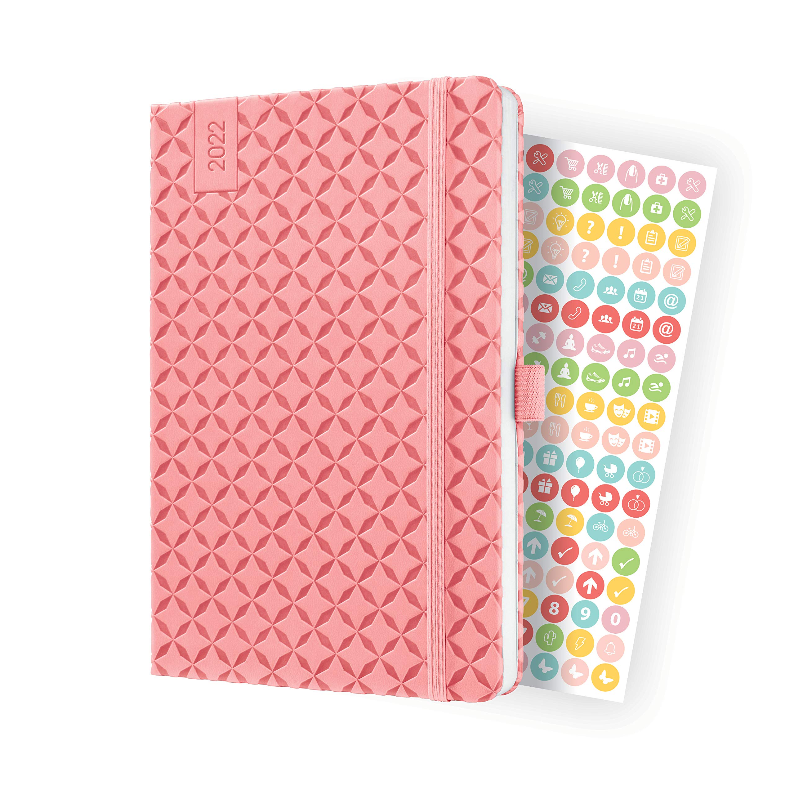 SIGEL J2111 Jolie Weekly Diary 2022, 13,5 x 20,3 cm, hardcover, 174 Pages, Pink